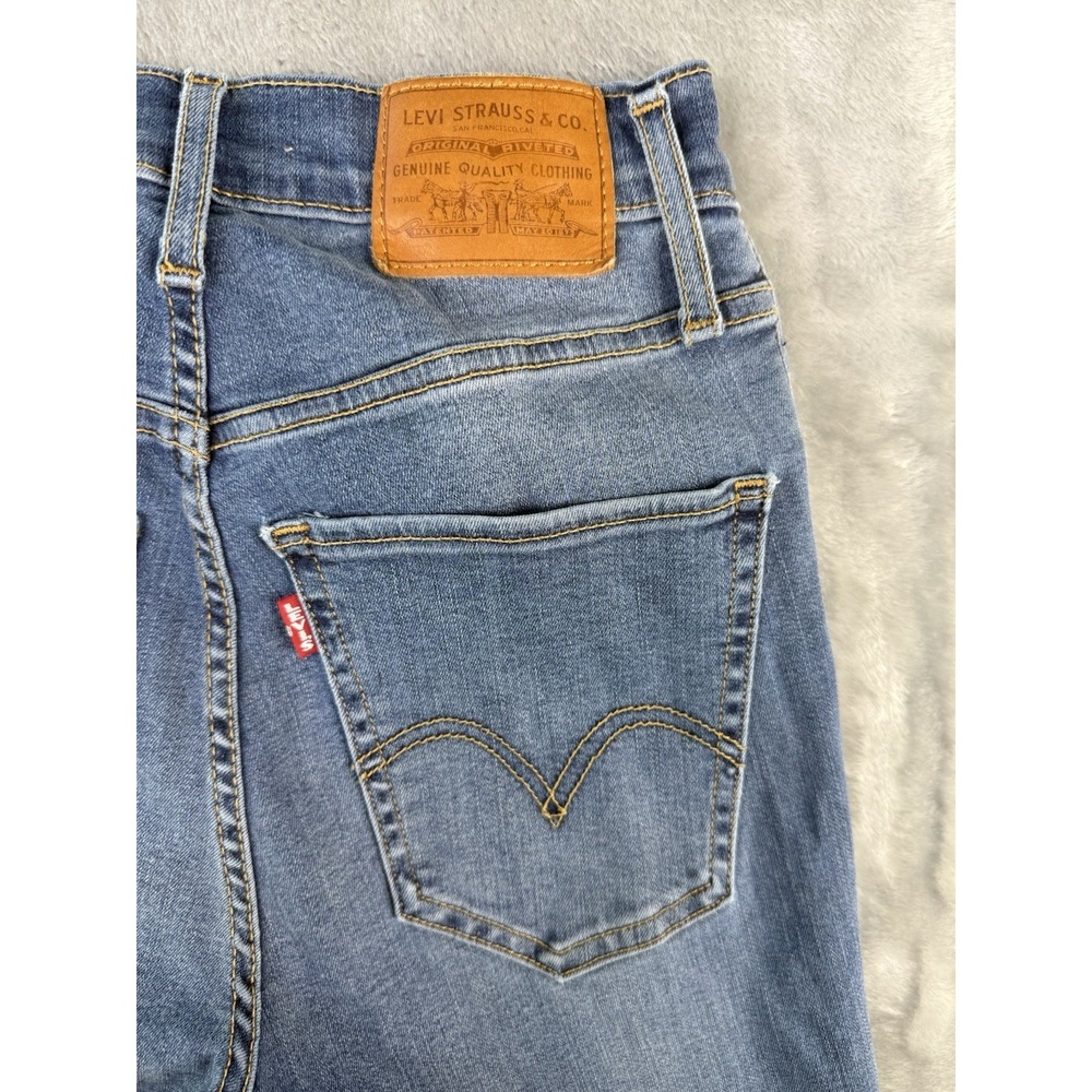 Levis Jeans Womens Blue Denim Mile High Super Skinny BIG E Premium Size 22x28 - Picture 12 of 13